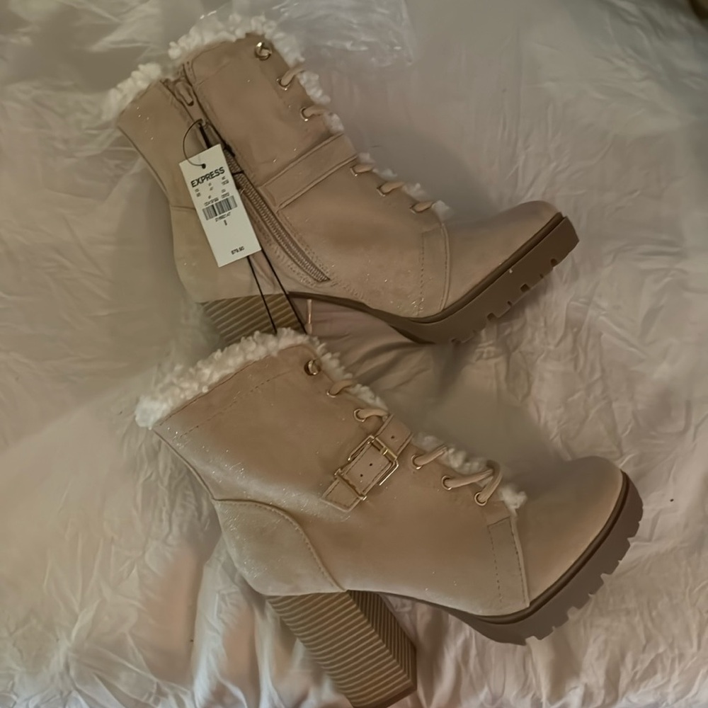 Express suede furry boots-brand new-size 8